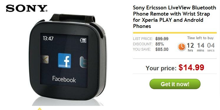 Get a Sony Ericsson LiveView Android-based watch for a mere $20