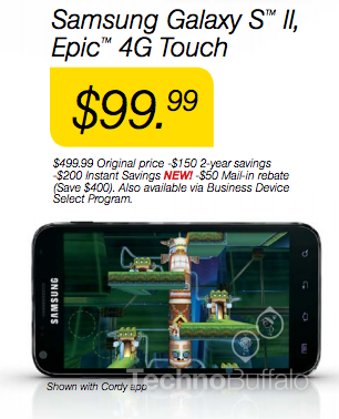 A price cut is rumored to be coming to the Samsung Epic 4G Touch - Price cut taking Sprint's Samsung Epic 4G Touch under $100 on contract?