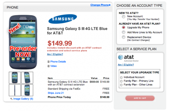 Deal alert: AT&T Samsung Galaxy S III price cut to $150
