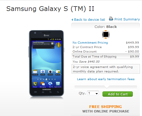 The Samsung Galaxy S II is $9.99 from AT&amp;amp;T through Sunday - AT&amp;T prices the Samsung Galaxy S II at $9.99 until June 17th