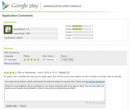 Some developers can now respond to users' comments on Google Play Store - Some developers now able to respond to users comments on Google Play Store