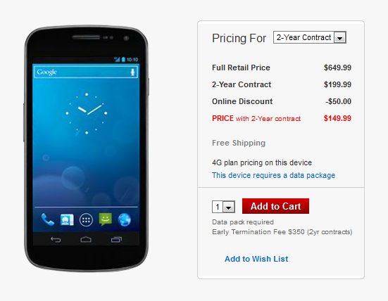 The Samsung GALAXY Nexus is now just $149.99 on contract at Verizon - Verizon offers Samsung GALAXY Nexus online for $149.99