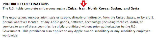 Apple&#039;s policy on shipping to countries that are the subject of a U.S. embargo - Apple Store in Georgia refuses to sell Apple iPhone and Apple iPad to customer speaking Farsi