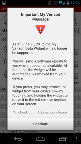 Verizon killing its data counter Android widget