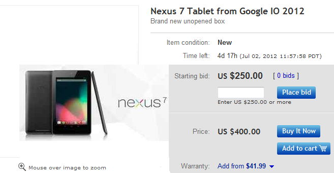 On eBay, you can buy the $199.99 Google Nexus 7 for $400 - Google Nexus 7 already on eBay