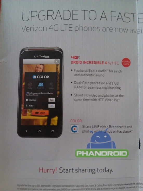 What happened to the G and the LTE? - G Whiz: marketing boo boo changes name of new HTC DROID Incredible 4G LTE