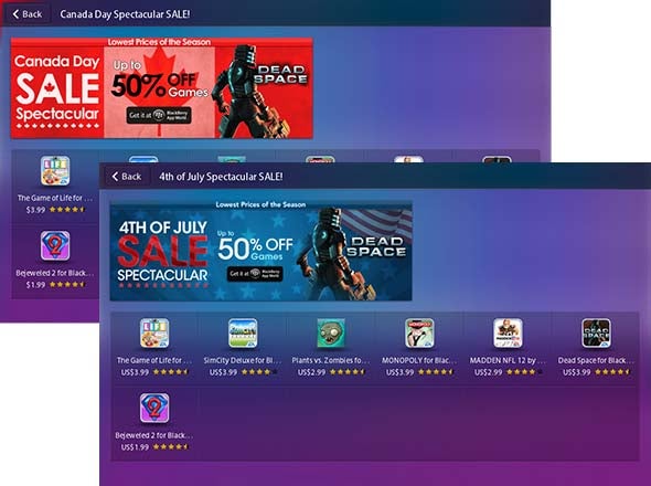 BlackBerry App World - EA running 4th of July / Canada Day Sale on BlackBerry games