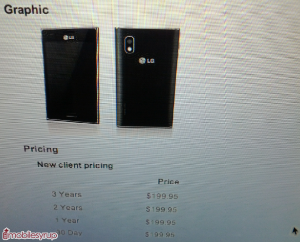 This leaked screenshot reveals $199.95 off-contract price for Bell&#039;s LG Optimus L5 - LG Optimus L5, $199.95 with no contract from Bell