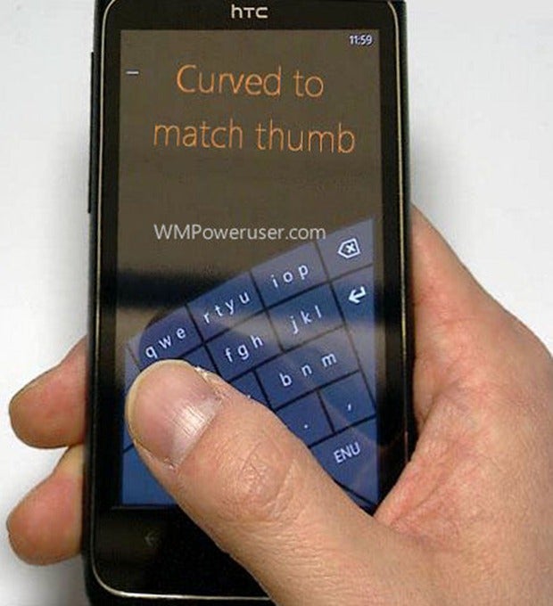 Arching on-screen keyboard might debut in Windows Phone 8