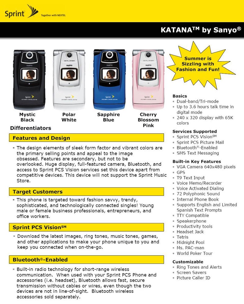 Sprint&#039;s slim Sanyo Katana 