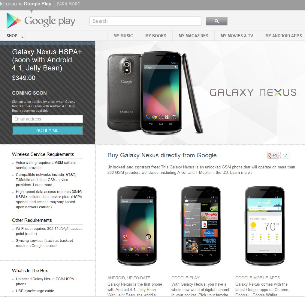 Galaxy Nexus no longer available in the Play Store