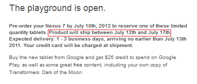 Staples might have outed the Google Nexus 7 launch date - Staples pre-order page shows launch of Google Nexus 7 taking place July 12th-17th