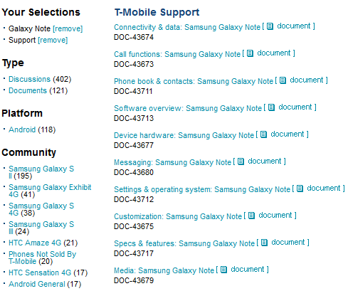 The Samsung GALAXY Note is now listed on T-Mobile&#039;s support site - T-Mobile support site hints that Samsung GALAXY Note launch is near