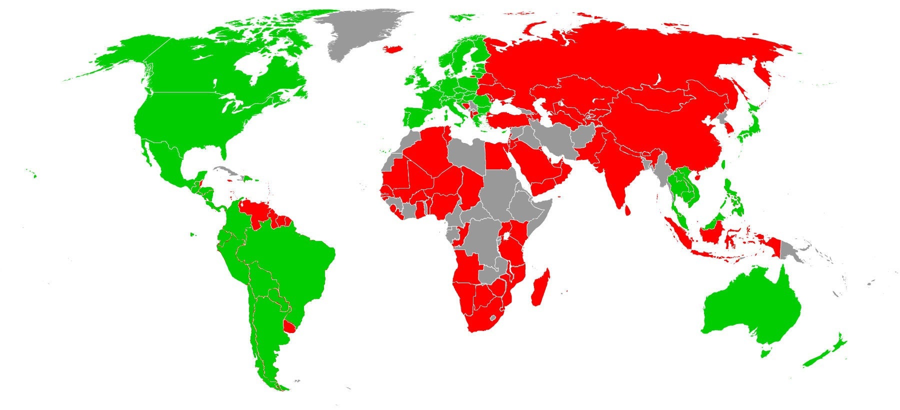 In green, countries where everything is available, in red - only limited parts of iTunes. - Apple's mini tablet could be a haven for international media consumption