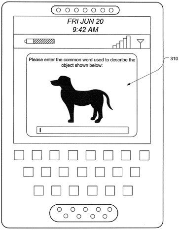 To override the block, the driver will have to type the answer to a CAPTCHA challenge, presumably while driving - RIM patent stops texting while driving while forcing it at the same time