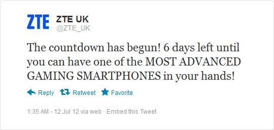 ZTE will announce &quot;one of the most advanced gaming smartphones&quot; in six days
