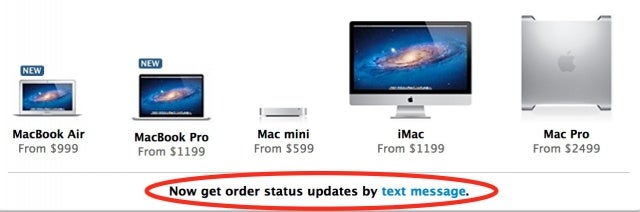Apple Online Store will update you on your order status via text messages