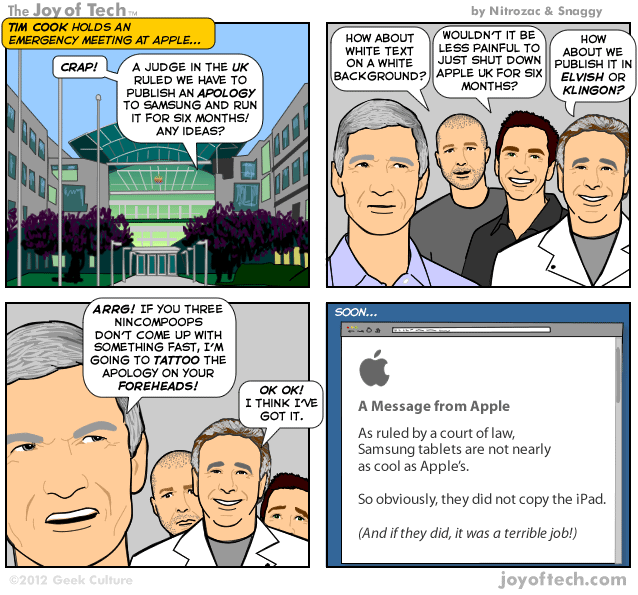 Making fun of the Apple-Samsung U.K. patent wars - Comic makes fun of Apple-Samsung&#039;s U.K. patent battles, judge&#039;s ruling on too cool iPad