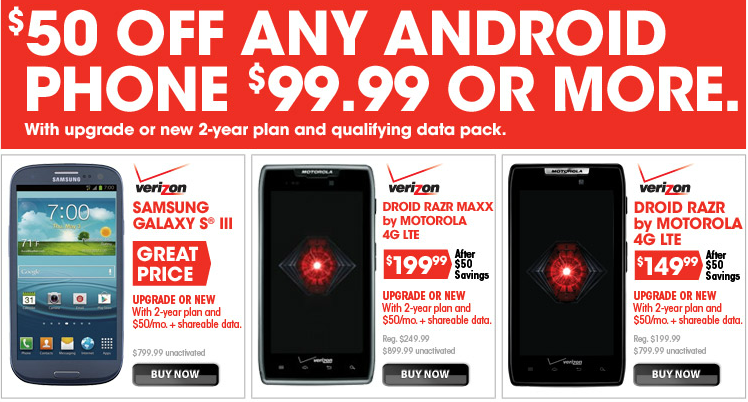 Save $50 on your next Android handset at Radio Shack - For a limited time, Radio Shack is taking $50 off all Android purchases of $100 or more