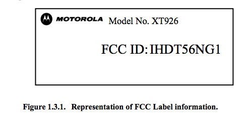 Label from FCC documents - Motorola DROID RAZR HD visits FCC
