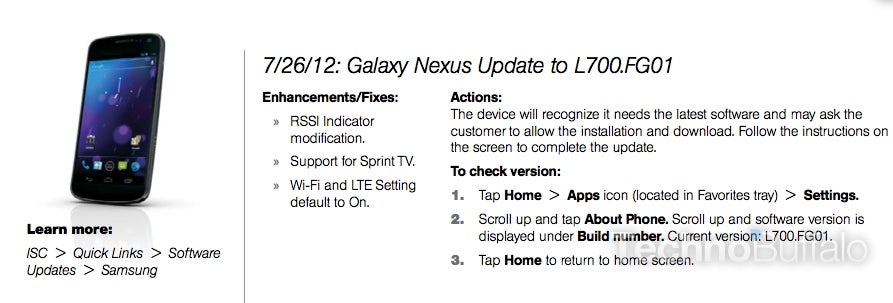 Software update coming for the Sprint Samsung Galaxy Nexus - Sprint Samsung Galaxy Nexus due for an update, no Jelly Bean yet