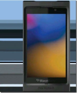 Rendering of the modified BlackBerry 10 Dev Alpha phone - Modified BlackBerry 10 Dev Alpha phone heading to some developers