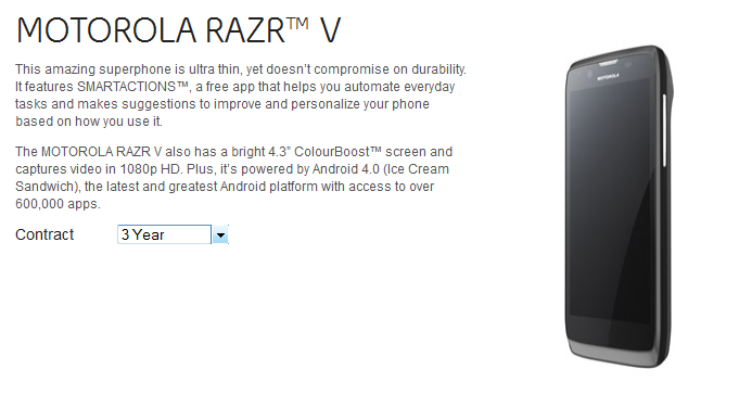 The Motorola RAZR V is now available in Canada from Bell - Canada&#039;s Bell rings in the Motorola RAZR V