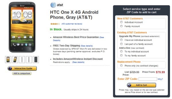 Amazon brings the price of the AT&amp;T HTC One X to an all-time low of $79.99 with a contract