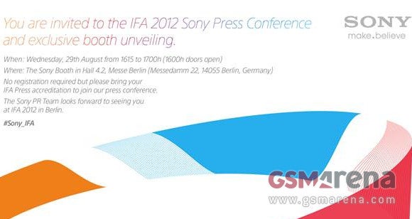 Invitation to Sony's pre IFA event - New pictures of the Sony Xperia T show unit close to launch