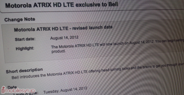 Motorola ATRIX HD LTE arriving on Bell