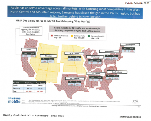 Samsung shows where Apple&#039;s US strongholds are