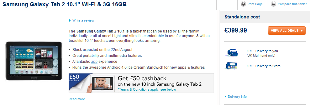 The Samsung GALAXY Tab 2 (10.1) can be pre-ordered now - Samsung GALAXY Tab 2 (10.1) to launch in U.K. on August 22nd for £300/£400