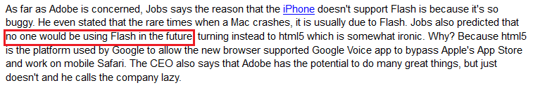 Steve Jobs predicts the future, Phone Arena January 31st 2010 - Last chance to download Flash on your Android device before it disappears tomorrow