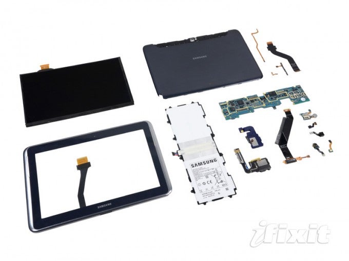 The Samsung GALAXY Note 10.1 after the teardown - Samsung GALAXY Note 10.1 gets ripped apart and its innards exposed
