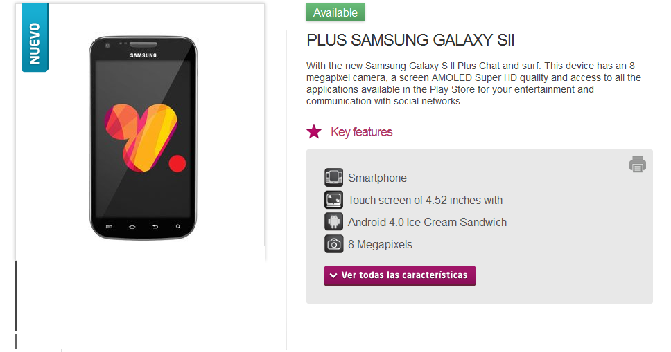 Is the Samsung Galaxy S II Plus available via Chilean carrier VTR? - Samsung Galaxy S II Plus once again is rumored to be coming