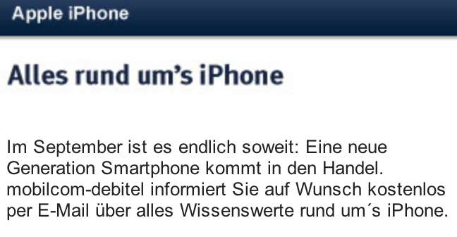 German carrier says the Apple iPhone is coming nest month - German carrier announces September availability of the next Apple iPhone