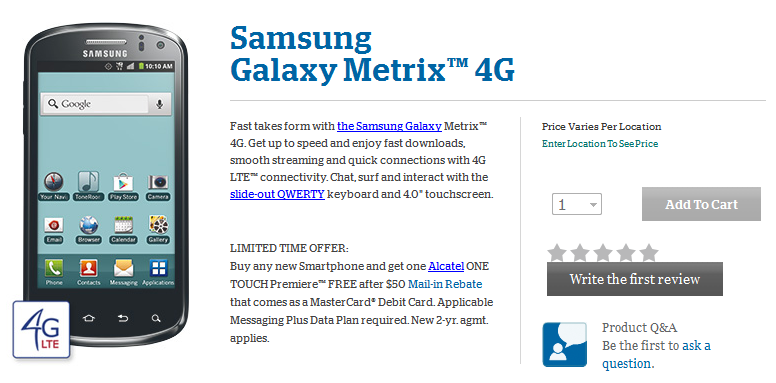 The Samsung Galaxy Metrix 4G is now available from U.S. Cellular - Samsung Galaxy Metrix 4G now available from U.S. Cellular as an entry-level LTE enabled model