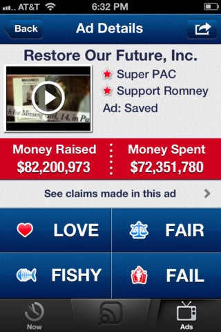 Super PAC app for iOS is Shazam for TV&#039;s nasty election ads, tells you what billionaire paid for the attacks