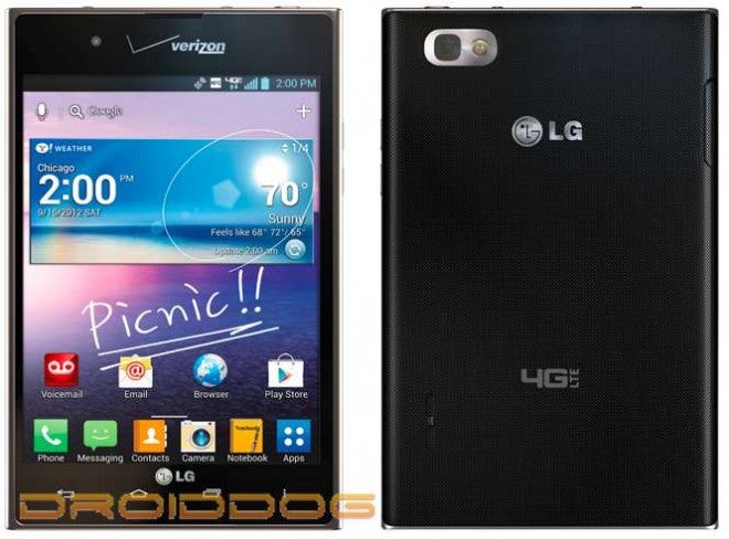 The LG Intuition for Verizon - LG Intuition pictured with Verizon branding and possible September 15th launch date