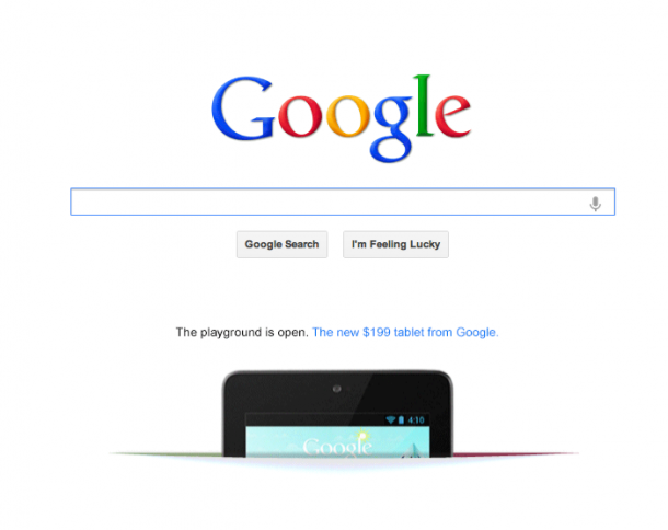 Nexus 7 ad gets featured on Google.com: "The playground is open"