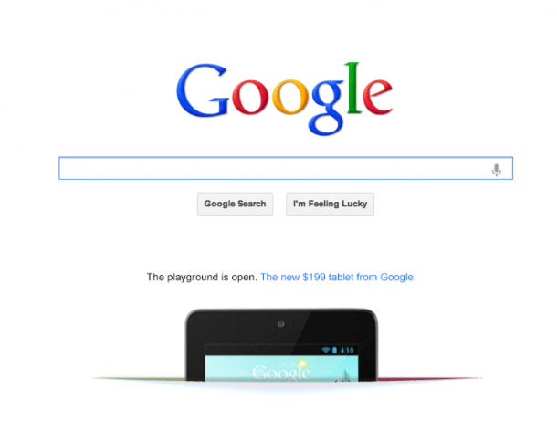 Nexus 7 ad gets featured on Google.com: &quot;The playground is open&quot;