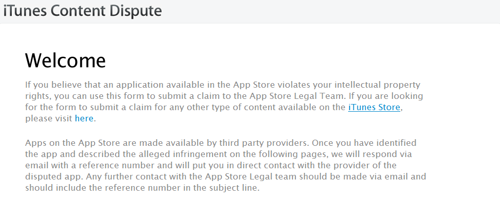 The iTunes Content Dispute Form is to be used by developers who believe their IP has been infringed upon - Apple&#039;s new iTunes Content Dispute form helps iOS developers protect their work