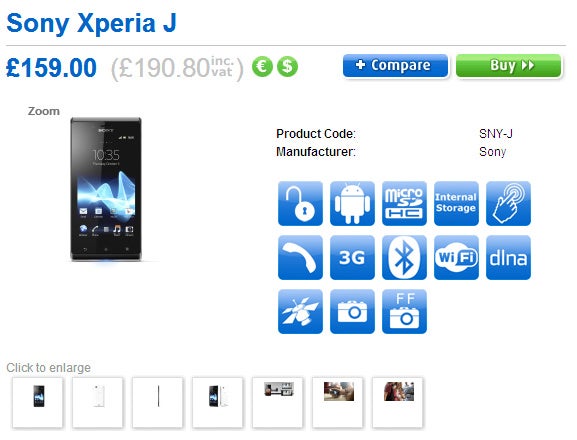 Sony Xperia J priced around $300 in the U.K.