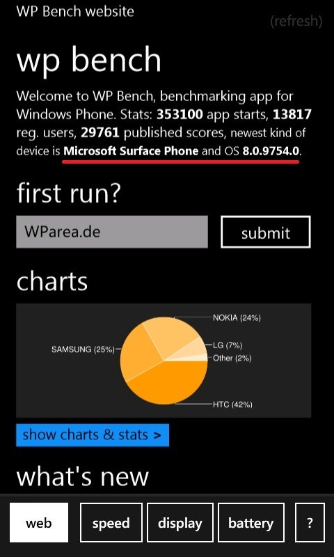 Microsoft Surface Phone name pops up on benchmarks, shown running Windows Phone 8