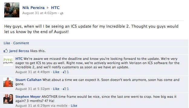 HTC: &quot;Sorry, the Incredible 2 update is also running late&quot;