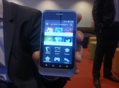The Firefox browser is expected to debut in Brazil next year - Mozilla displays Firefox OS running on a handset