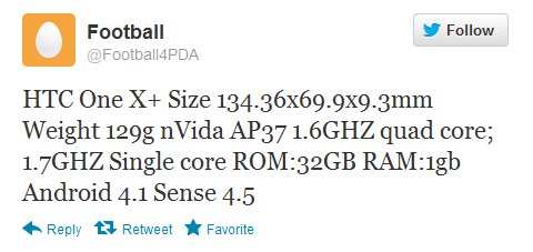 Is the HTC One X+ a sequel to HTC's flagship phone? - How tweet it is: HTC One X+ specs go public on XDA member's Twitter account