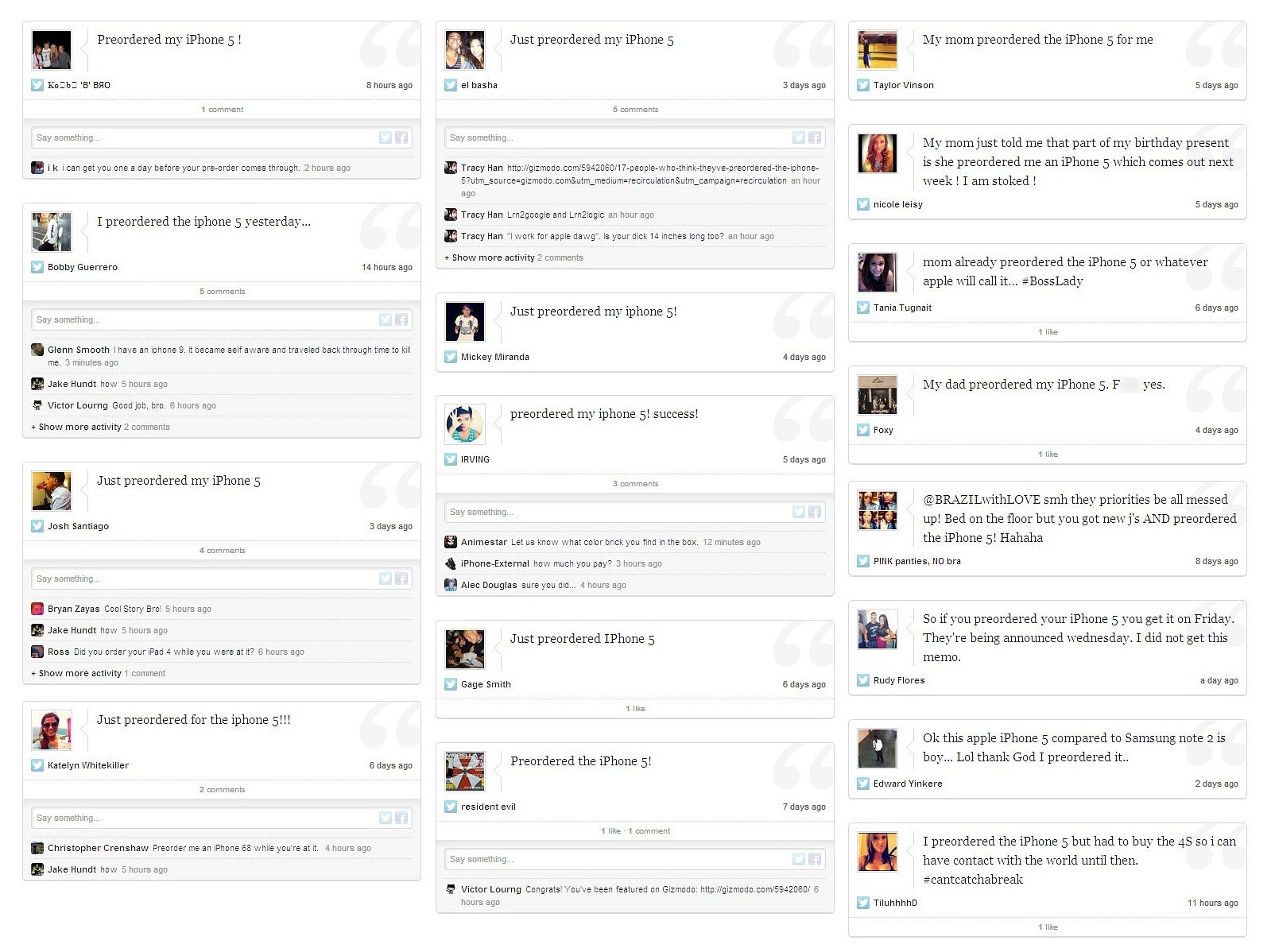 These are the silly people who "pre-ordered" the iPhone 5