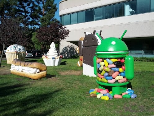The Jelly Bean statue is back at Google - 500 million Android devices activated around the world
