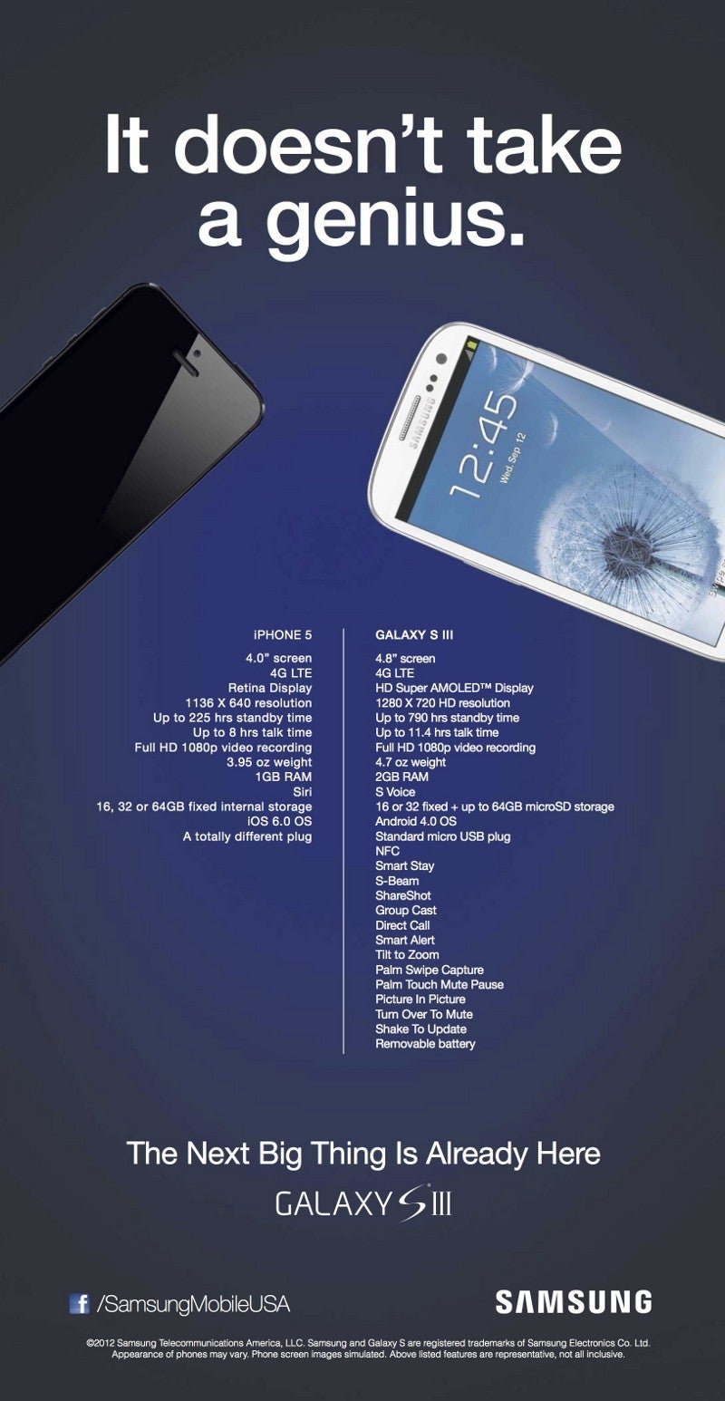 Here&#039;s the ad Samsung is running against the iPhone 5 launch nationwide